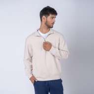 Buzo Felpa Medio Cierre Metal Beige
