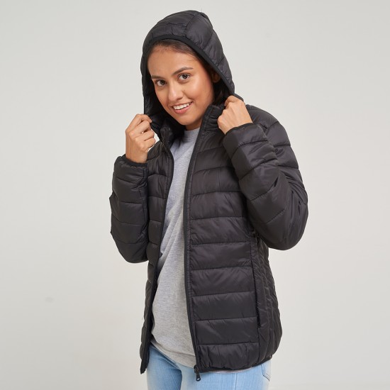 Campera Dama Inflada Puffer II Capucha SW Negro Campera Dama Inflada Puffer II Capucha SW Negro