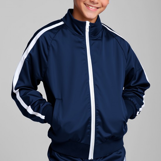 Campera deportiva niño azul/blanco