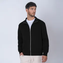 Campera Felpa Cierre Metal Negro