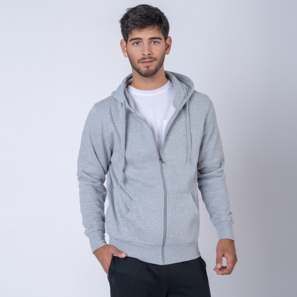 Campera Adulto Felpa Sw Gris Melange