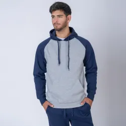 Canguro Felpa SW gris melange/azul