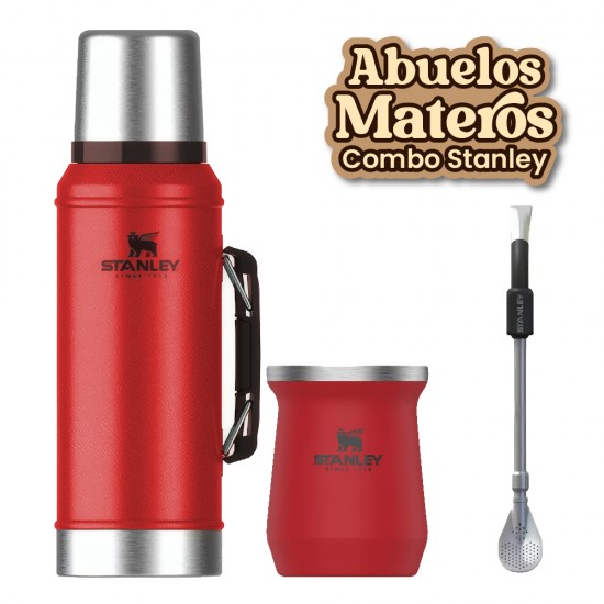 Combo Stanley Termo Mate Bombilla Rojo Combo Stanley Termo Mate Bombilla Rojo