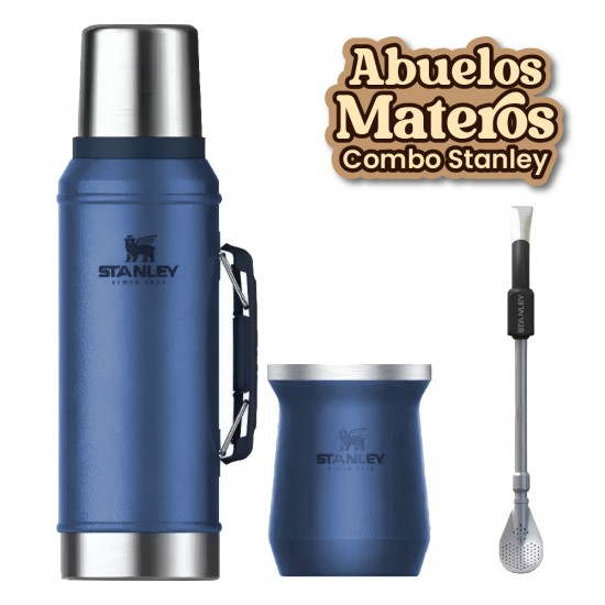 Combo Stanley Termo Mate Bombilla Azul Combo Stanley Termo Mate Bombilla Azul