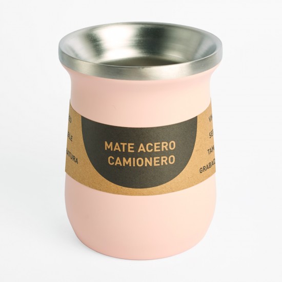 Mate Acero Camionero 260ml Rosado