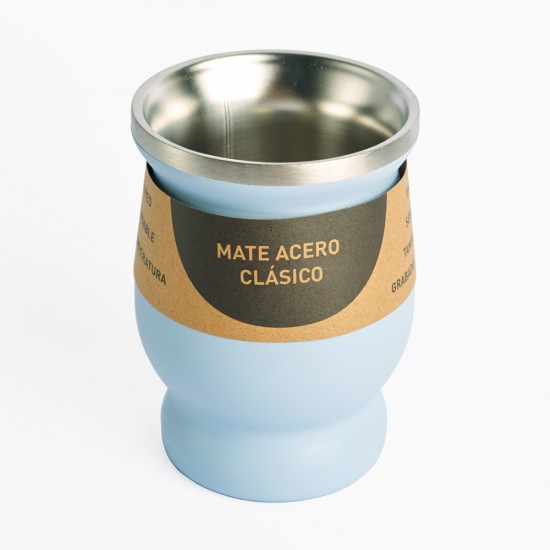 Mate Acero Clasico 240 ml Celeste