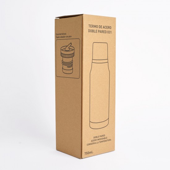 Termo de Acero Doble Pared 750ml 031 Negro