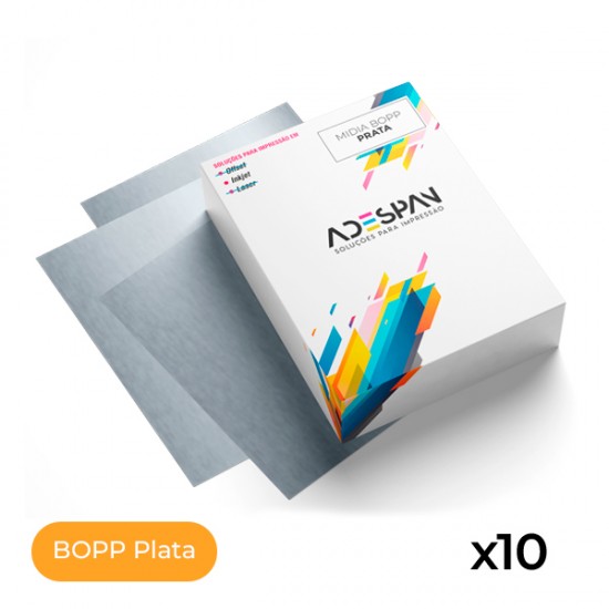 Bopp Autoadhesivo Plata Inkjet A4x10