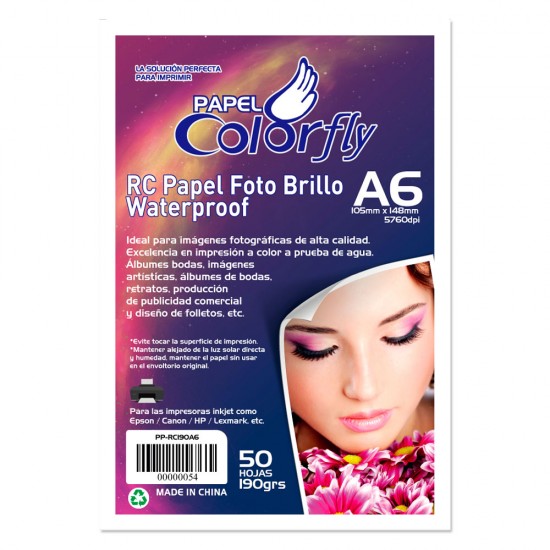 Papel RC Glossy 190g A6 50 Hojas