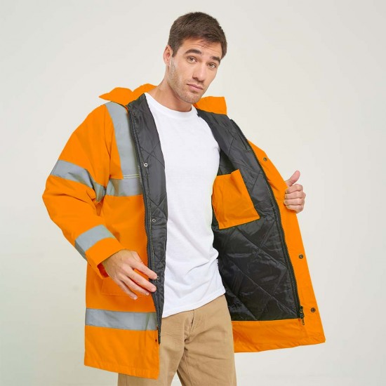 Campera Parka con Reflectivo Naranja Fluo