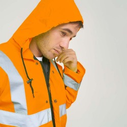 Campera Parka con Reflectivo Naranja Fluo