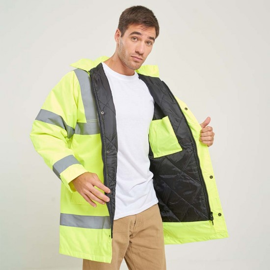 Campera Parka con Reflectivo Amarillo Fluo