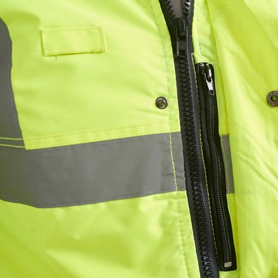 Campera Parka con Reflectivo Amarillo Fluo