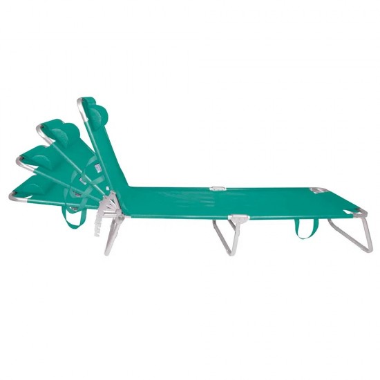 Reposera Plegable con almohada Turquesa-Aluminio