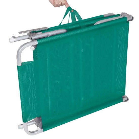 Reposera Plegable con almohada Turquesa-Aluminio