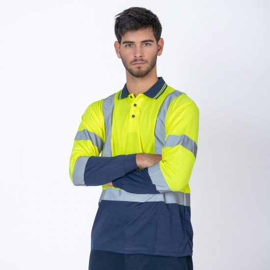 Remera Polo M/L SW Workwear C/Ref Ama/Az Remera Polo M/L SW Workwear C/Ref Ama/Az