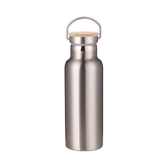 Botella Acero/Bambu 500ml Plata Botella Acero/Bambu 500ml Plata