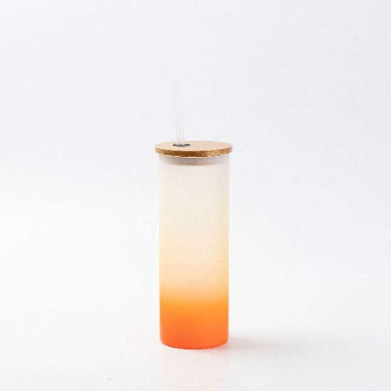 vaso de vidrio esmerilado, con tapa de bamboo – Lua Party Services