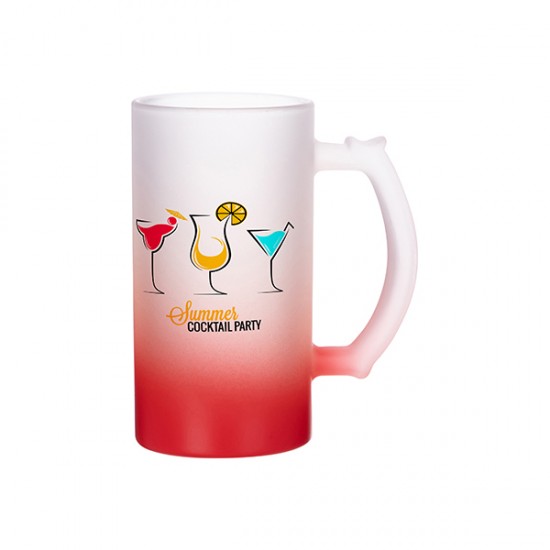 Jarra Cervecera 16oz Esmerilada Neon Rojo