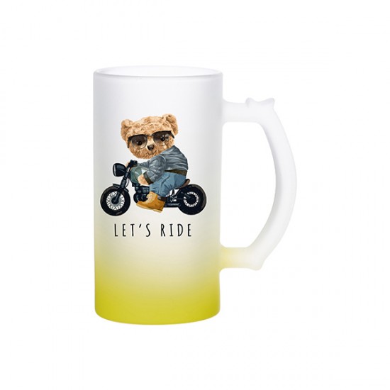 Jarra Cervecera 16oz Esmerilada Neon Amarillo