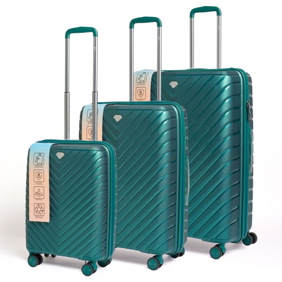 Set Valijas Polipropileno Premium 20" 24" 28" Verde