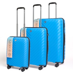 Set Valijas Polipropileno Premium 20" 24" 28" Celeste