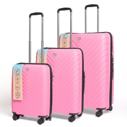 Set Valijas Polipropileno Premium 20" 24" 28" Rosado