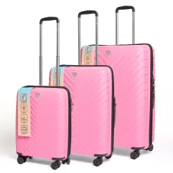Set Valijas Polipropileno Premium 20" 24" 28" Rosado