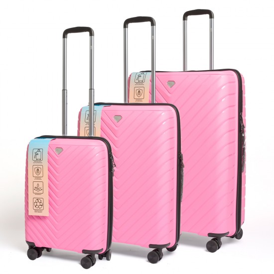 Set Valijas Polipropileno Premium 20" 24" 28" Rosado