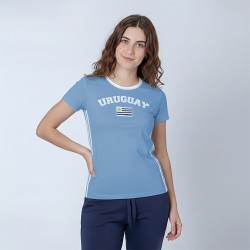Camiseta Dama Bandera Uy Celeste