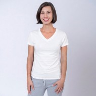 Camiseta Dama V Blanca Spandex