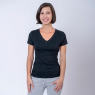 Camiseta Dama V Negra Spandex