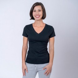 Camiseta Dama V Negra Spandex