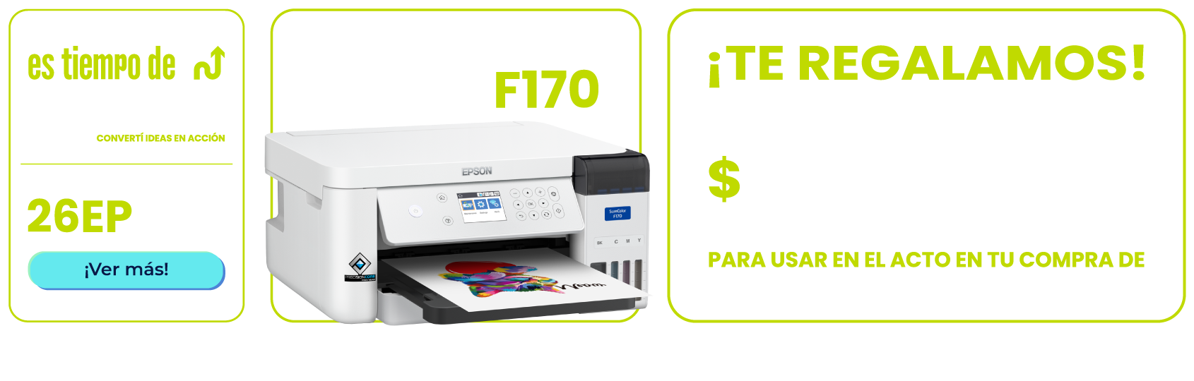 Con la compra de tu F170 te regalamos $1000 en insumos