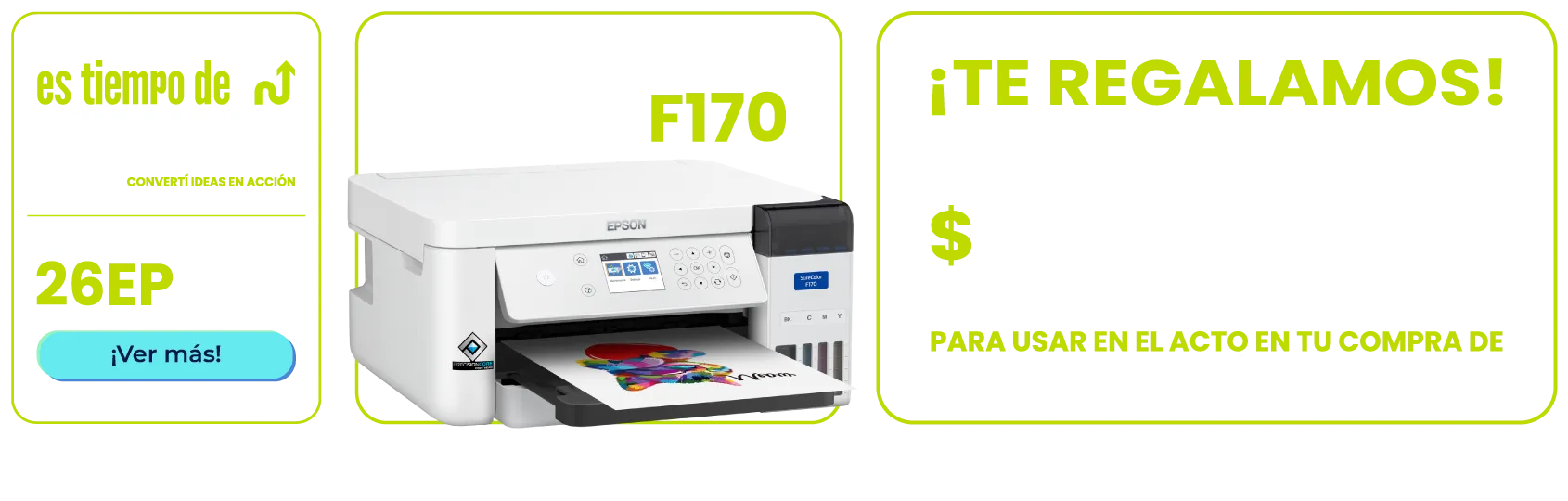 Con la compra de tu F170 te regalamos $1000 en insumos