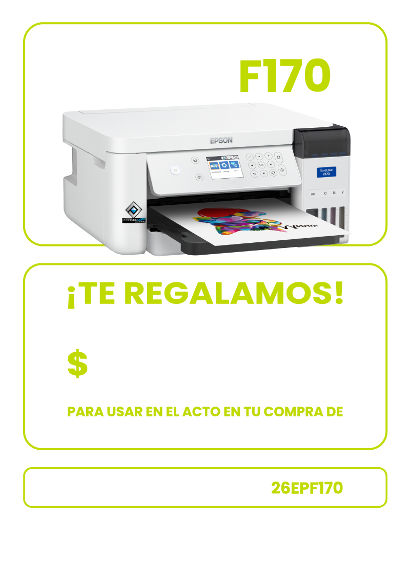 Con la compra de tu F170 te regalamos $1000 en insumos