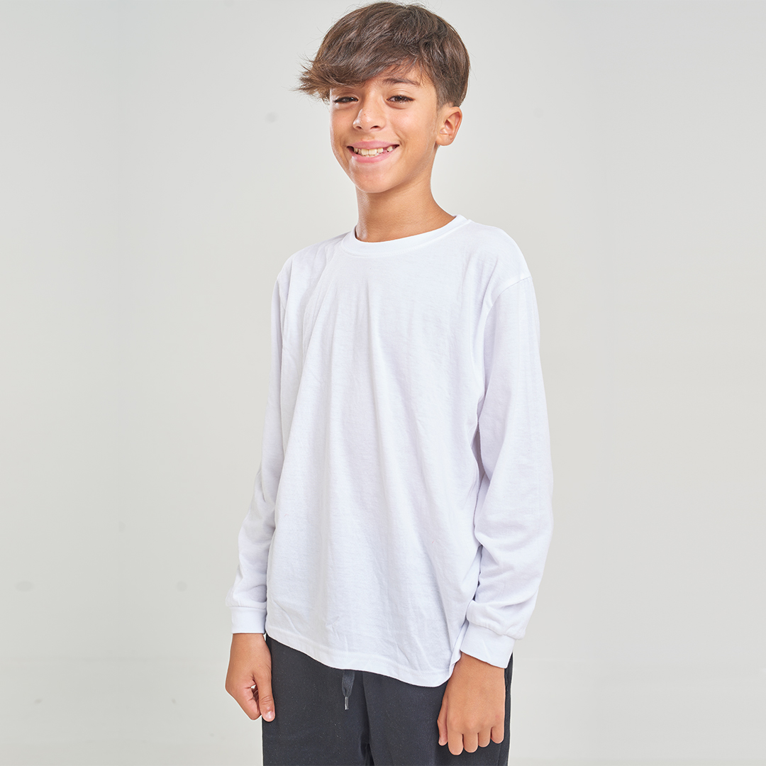 Camiseta blanca manga larga niño on sale